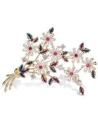 Angel Barocco - Enamel Bloom Zirconia Floral Brooch - Lyst