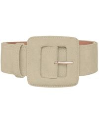 BeltBe - Neutrals Suede Square Buckle Belt - Lyst