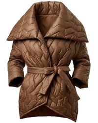 IZABELA MANDOIU - Neutrals Quilted Belted Puffer Jacket With Oversized Collar – Camel - Lyst