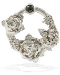 Lee Renee - Black Diamond Rose Halo Lapel Pin Silver - Lyst