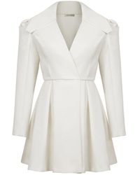 Nocturne Double-breasted Pleated Jacket Dress - White