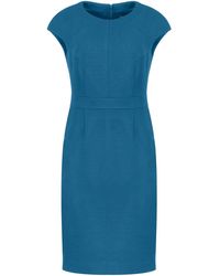 Conquista - Fitted Petrol Dress With Cap Sleeves By . - Lyst