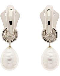 Emma Holland Jewellery - Platinum Hoop & Baroque Pearl Clip Earrings - Lyst
