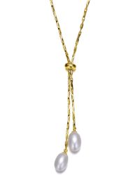 Genevive Jewelry - Rachel Glauber Colored Pearl And Cubic Zirconia Y Neck Necklace - Lyst