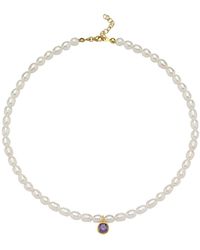 LINYA JEWELLERY - Cosmic Big Pearl Zodiac Necklace Birthtone - Lyst