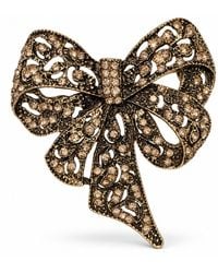 By Ozge - Eternal Bond Champagne Zircon Bow Vintage Brass Statement Brooch - Lyst