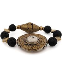 Ebru Jewelry - Vintage Style Chunky Tibetan Black Lava Stone Beaded Bracelet - Lyst