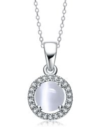 Genevive Jewelry - Sterling Rhodium Plated Cubic Zirconia Pendant - Lyst