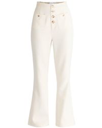 Paisie - Neutrals High Waist Flare Trousers In Cream - Lyst