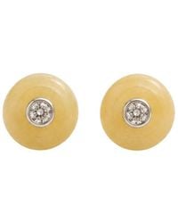 Lily Flo Jewellery - Jade And Diamond Stud Earrings - Lyst