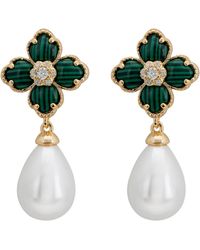 LÁTELITA London - Flower Clover Pearl Drop Earrings Malachite - Lyst