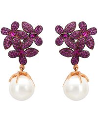 LÁTELITA London - Rose Flowers Pearl Earrings Ruby Rosegold - Lyst