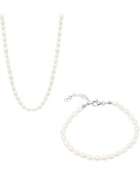 Spero London - Natural Freshwater Real Seed Pearl Necklace & Bracelet Set - Lyst