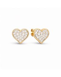 Ecce | Artisan Diamonds - Solid 14Ct Mini Heart Diamond Pair Stud Earring - Lyst