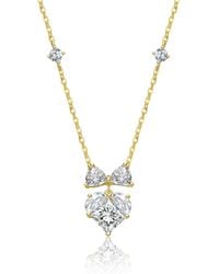Genevive Jewelry - Rachel Glauber Plated With Clear Cubic Zirconia Heart Design Necklace - Lyst