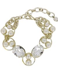 Vickisarge - Neutrals / / Crystal & Pearl Ring Bracelet - Lyst