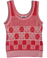Gigi Knitwear - Lila Flower Check Tanktop, & Natural - Lyst