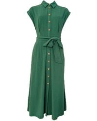 Louche - Reese Linen Mix Button Through Midi Shirt Dress - Lyst