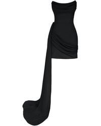 POST MERIDIEM - Corset Draped Chiffon Train Mini Dress - Lyst