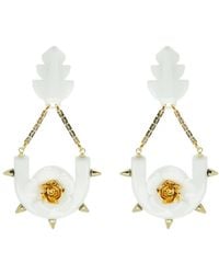 Gissa Bicalho - Handmade Acrylic Earring Rose And Leaf - Lyst