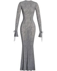 Miss Circle New York - Waylynn Animal Print Burnout Velvet Detail Mesh Backless Maxi Dress - Lyst