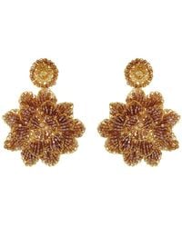 Lavish by Tricia Milaneze - Neutrals / Amber & Gold Blossom Handmade Crochet Earrings - Lyst