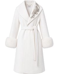 Santinni - Spotlight Wool & Cashmere Belted Coat With Faux Fur Cuffs - Lyst