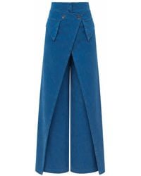 Julia Allert - High-Waisted Denim Wrap Trousers Skirt Effect - Lyst