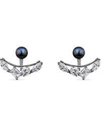 SALLY SKOUFIS - Reflection Ear Jacket With Natural Pearl & Made Cz Diamond Stimulant - Lyst