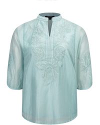 Smart and Joy - Embroidered Tencel-Blend Blouse - Lyst