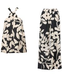 BLUZAT - Abstract Printed Matching Set With Top And Wide Leg Trousers - Lyst