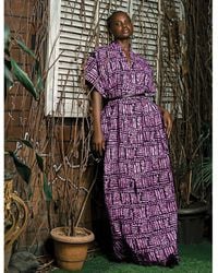 Chuks Collins - Ajah Collection: Peach Print Long Dress - Lyst