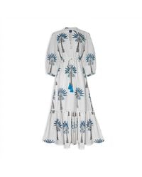 Pick Happy - Mermaid Maxi Dress Palm Tree Fully Lined Handblock Cotton - Lyst