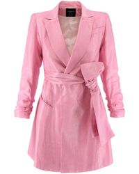 AVENUE No.29 - Metallized Linen Blazer Dress With Bow - Lyst