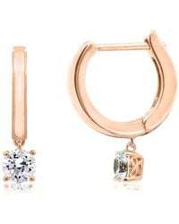 Diamonbliss - Prong Set Dangle Hoop Earrings, Rose - Lyst
