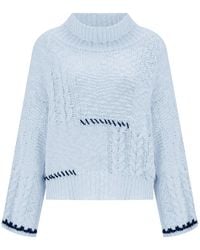 Peraluna - Ilda Pure Cotton Embroidered Cable Knit Pullover - Lyst