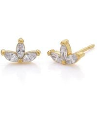 Nellou Jewellery - Trio Leaf Stud Plated Sterling - Lyst