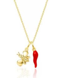 Unaloe - Plated Sterling Bee And Cornicello Charm Necklace - Lyst