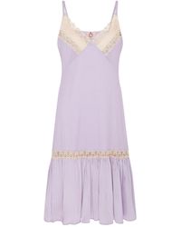 Lisa The Label - Blossom Lilac Silk Satin Slip Dress With Pleat Detail On Bust - Lyst