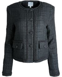 Solgo Atelier - Pogonia Tweed Bouclé Cropped Jacket With Beaded Trim - Lyst