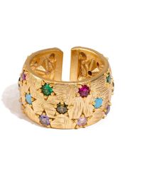 Ebru Jewelry - Celestial Harmony Multi Gemstone Cuff Ring - Lyst