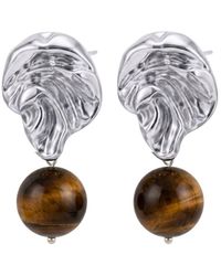LINYA JEWELLERY - Tigris Dangling Amorphous Tiger Eye Earrings, Natural Stone Earring - Lyst