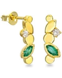 Myrto Katramadou Jewellery - Royal Bloom – Emerald Petal Earrings - Lyst