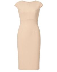Conquista - Neutrals Solid Colour Dress With Cap Sleeves Creme Color - Lyst