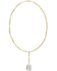 Ora Pearls - Aetia Lariat Flat Baroque Pearl Chain Necklace - Lyst