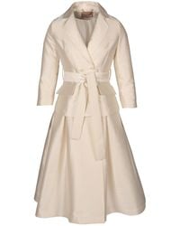 Santinni - 'audrey' 100% Wool & Silk Dress Coat In Bianco - Lyst