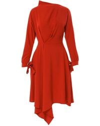 Larisa Dragna - Poppy Pleated Asymmetric Dress - Lyst
