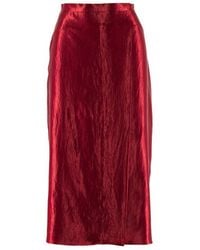 Noria Anis - Allure Viscose Satin Midi Skirt - Lyst