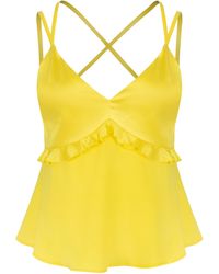 JAAF - Ruffled Silk Top In Lemon Yellow - Lyst