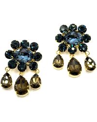 Achala Handcrafted - Midnight Crystal Floral Drop Earrings - Lyst